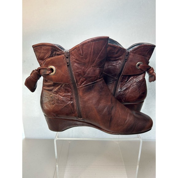 Josef Siebel Women’s Brown Leather Boho Ankle Boots Side Zip EU 40 US 9 - Picture 7 of 14